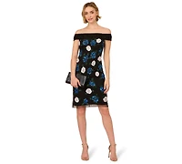 Adrianna Papell Women's Beaded Off-The-Shoulder Sheath Dress