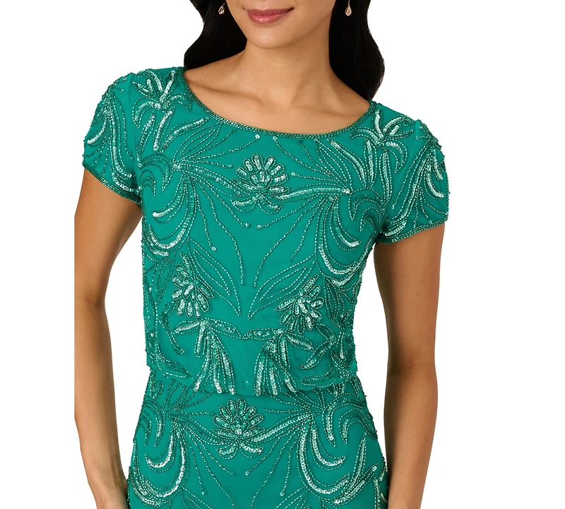 Adrianna Papell Women's Floral Sequin Gown