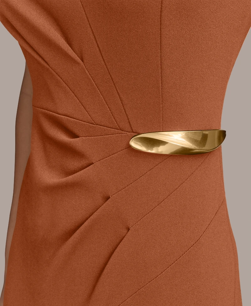 Donna Karan New York Women's Sleeveless Jewel Neck Sheath Dress With Hardware Detail