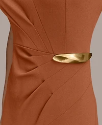 Donna Karan New York Women's Sleeveless Jewel Neck Sheath Dress With Hardware Detail