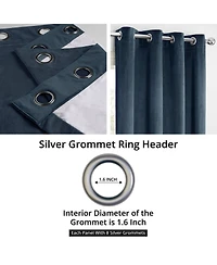 Half Price Drapes Midnight Blue Grommet Signature Velvet Blackout Curtain