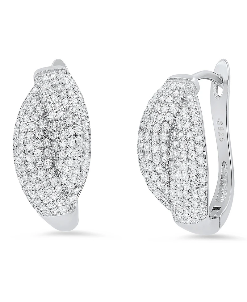 Steeltime Women's Sterling Silver and Simulated Diamonds Braid Hoops Earrings