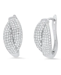 Steeltime Women's Sterling Silver and Simulated Diamonds Braid Hoops Earrings