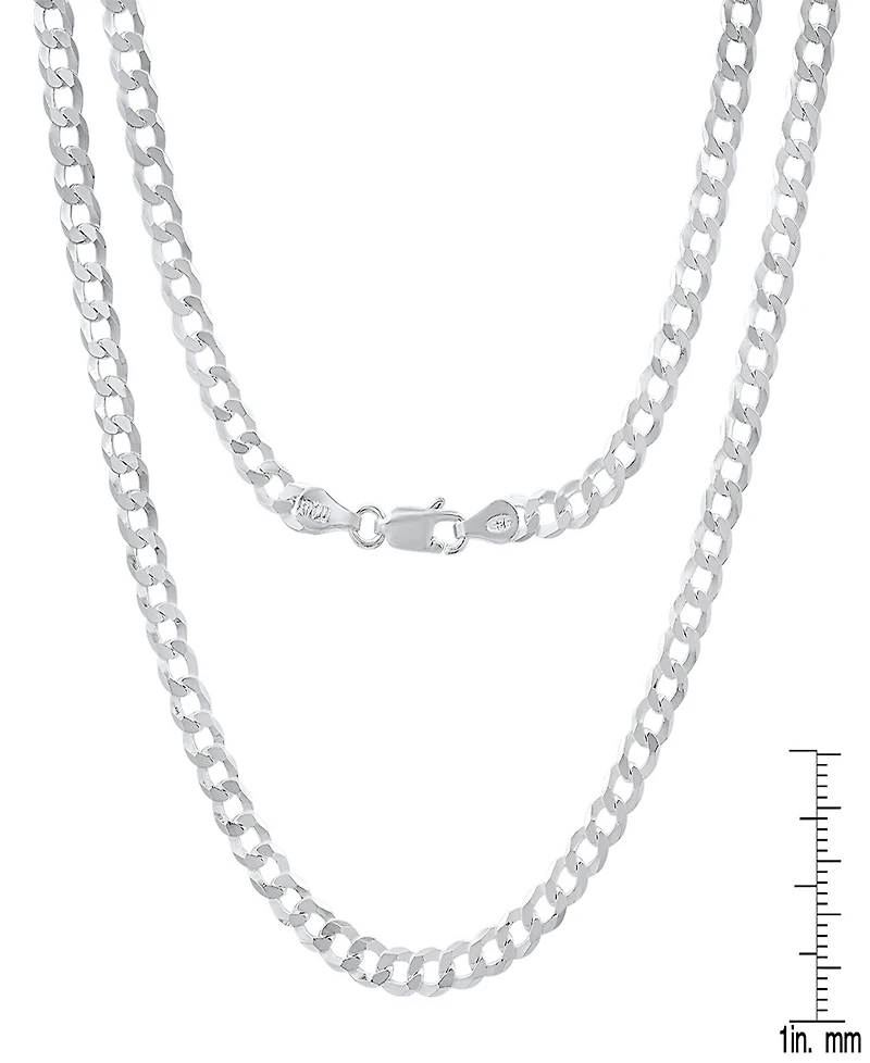 Steeltime Unisex Sterling Silver Diamond Cut Curb Link Chain Necklace
