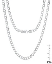Steeltime Unisex Sterling Silver Diamond Cut Curb Link Chain Necklace