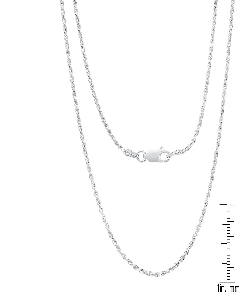 Steeltime Unisex Sterling Silver Rope Chain Necklace