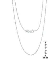 Steeltime Unisex Sterling Silver Rope Chain Necklace