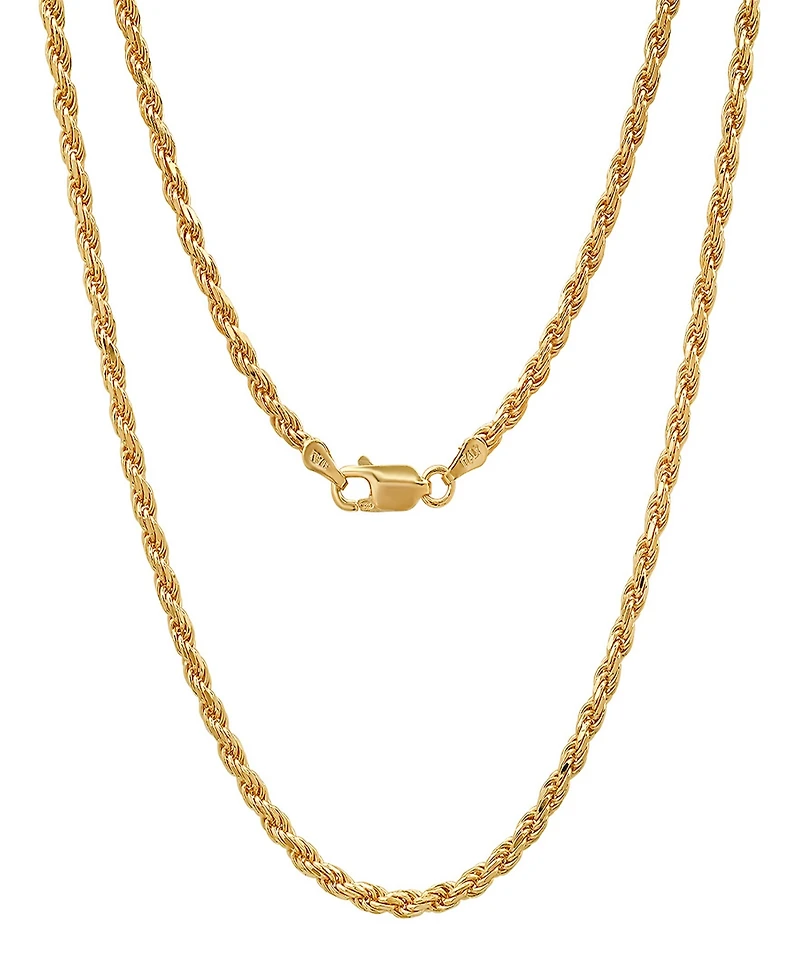 Steeltime Unisex 14K Gold Plated Rope Chain Necklace