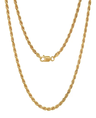Steeltime Unisex 14K Gold Plated Rope Chain Necklace