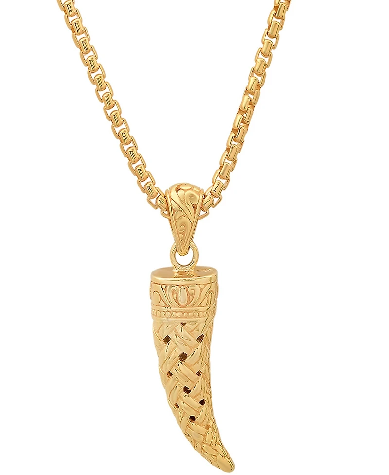 Steeltime Men's 14K Gold Plated Horn Pendant Necklace