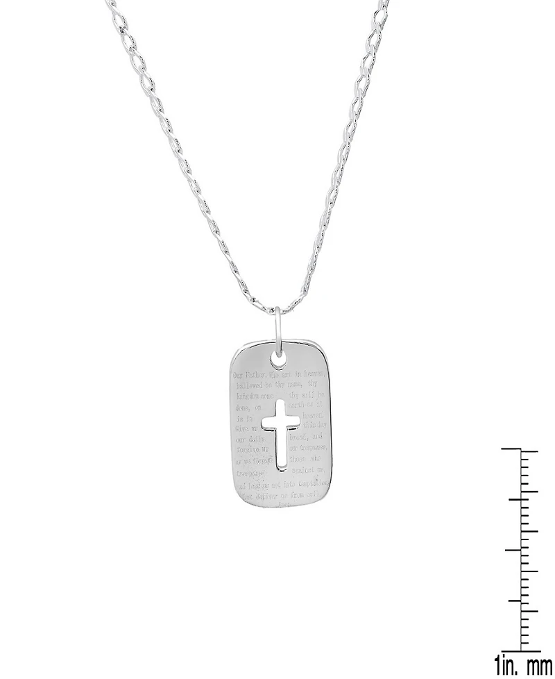 Steeltime Men's Sterling Silver Cross Dog Tag Pendant Necklace