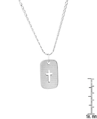 Steeltime Men's Sterling Silver Cross Dog Tag Pendant Necklace