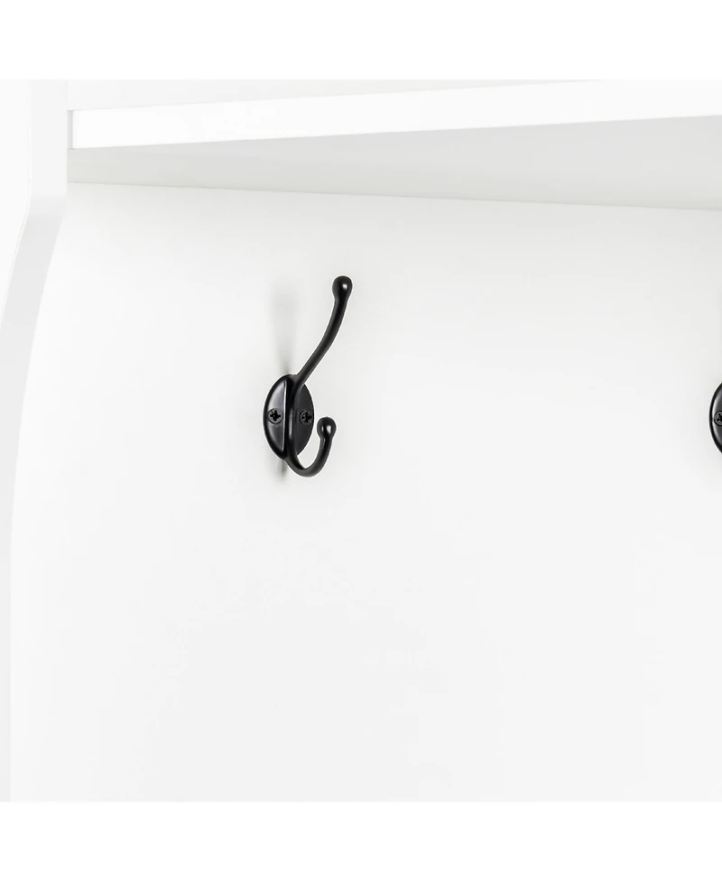 Streamdale Minimalist Corner Hall Tree with Shoe Bench & Hooks