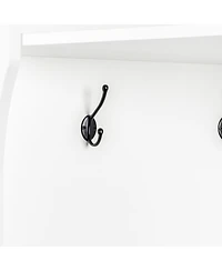 Streamdale Minimalist Corner Hall Tree with Shoe Bench & Hooks