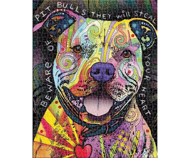 Dean Russo Beware Pit Bull 500 Piece Jigsaw Puzzle