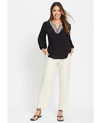 Olsen Women's Mona Fit Linen Blend Pull-On Pant