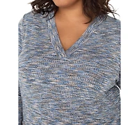 Liverpool Los Angeles Trendy Plus Space-Dyed 3/4-Sleeve Knit T-Shirt