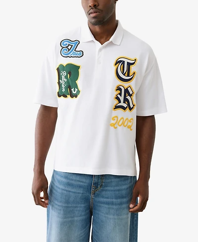 True Religion Men's Short Sleeve Overt Patch Polo Shirt