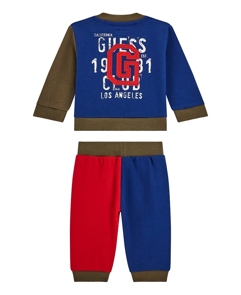 Guess Baby Boys 2-Piece Long Sleeve Active Zip Up Top and Sweatpants Set