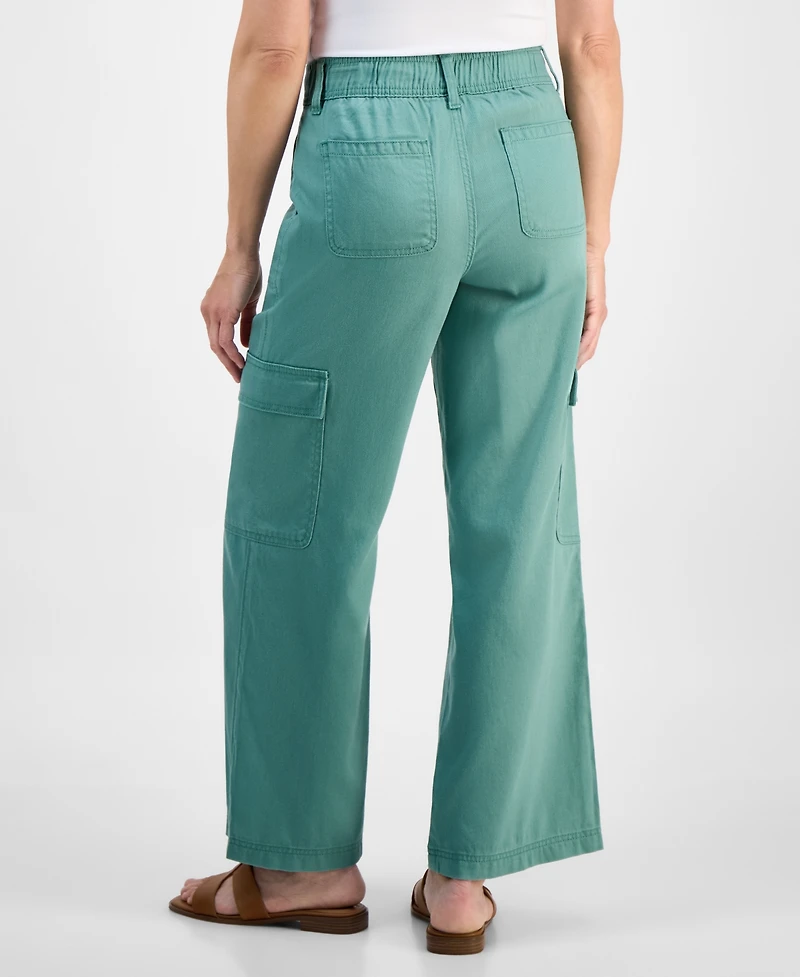 Style & Co Petite Mid-Rise Wide-Leg Cargo Pants, Exclusively at Macy's