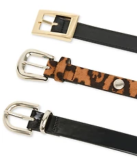 Steve Madden Faux-Leather Belts, Set of 3