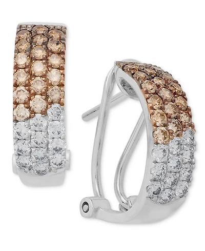 Le Vian Ombre Chocolate Diamond & Nude (1-1/4 ct. t.w.) Omega Hoop Earrings 14k Rose Gold, White Gold or Yellow