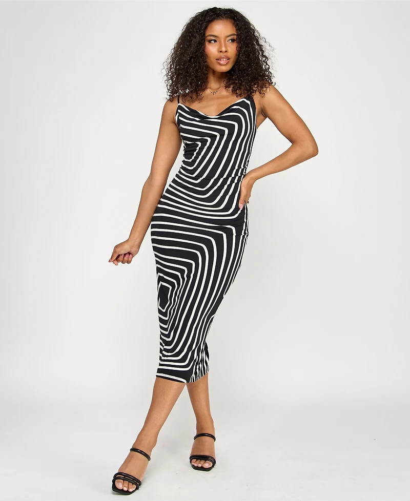 Katia Rae Juniors' Printed Cowl-Neck Sleeveless Dress