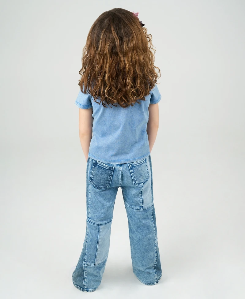 Rare Editions Little Girls 2-Piece Abcd Graphic T-Shirt and Patchwork Pants Set