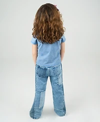 Rare Editions Little Girls 2-Piece Abcd Graphic T-Shirt and Patchwork Pants Set