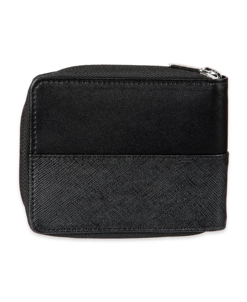 Calvin Klein Men's Rfid Overlapping Saffiano Zip Around Wallet