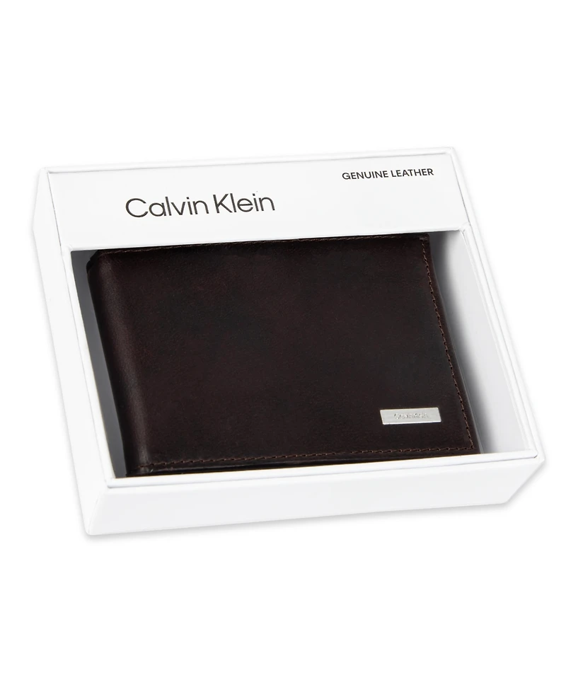 Calvin Klein Men's Rfid Two Tone Arcadia Leather Front Pocket Flick Bar Wallet