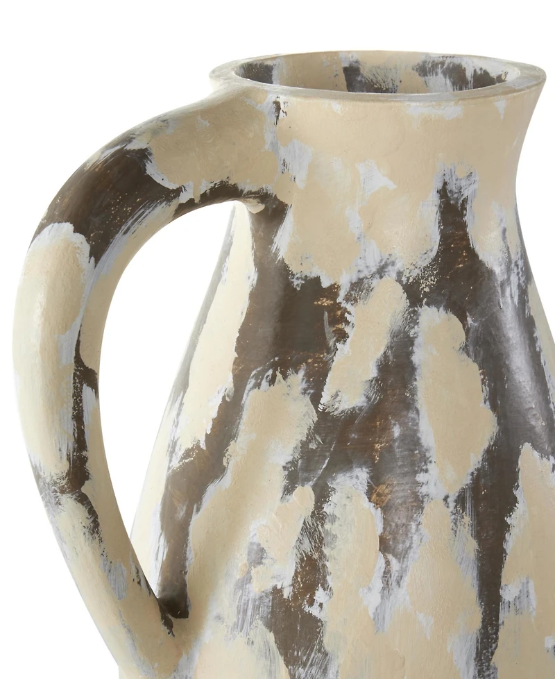 Rosemary Lane Antique Style Pot Ceramic 19" Farmhouse Vase with Curved Handle