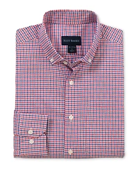 Scott Barber Men's Cotton Tattersall, Berry