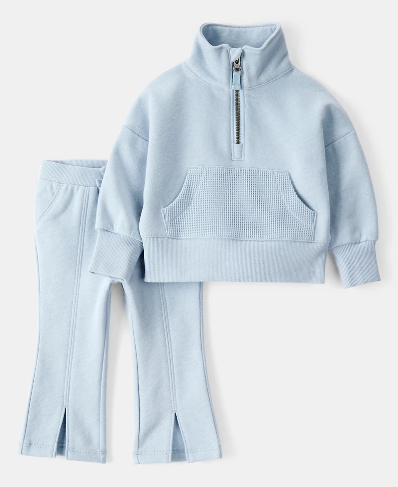 Carter's Baby Girls Quarter-Zip Pullover & Pants, 2 Piece Set
