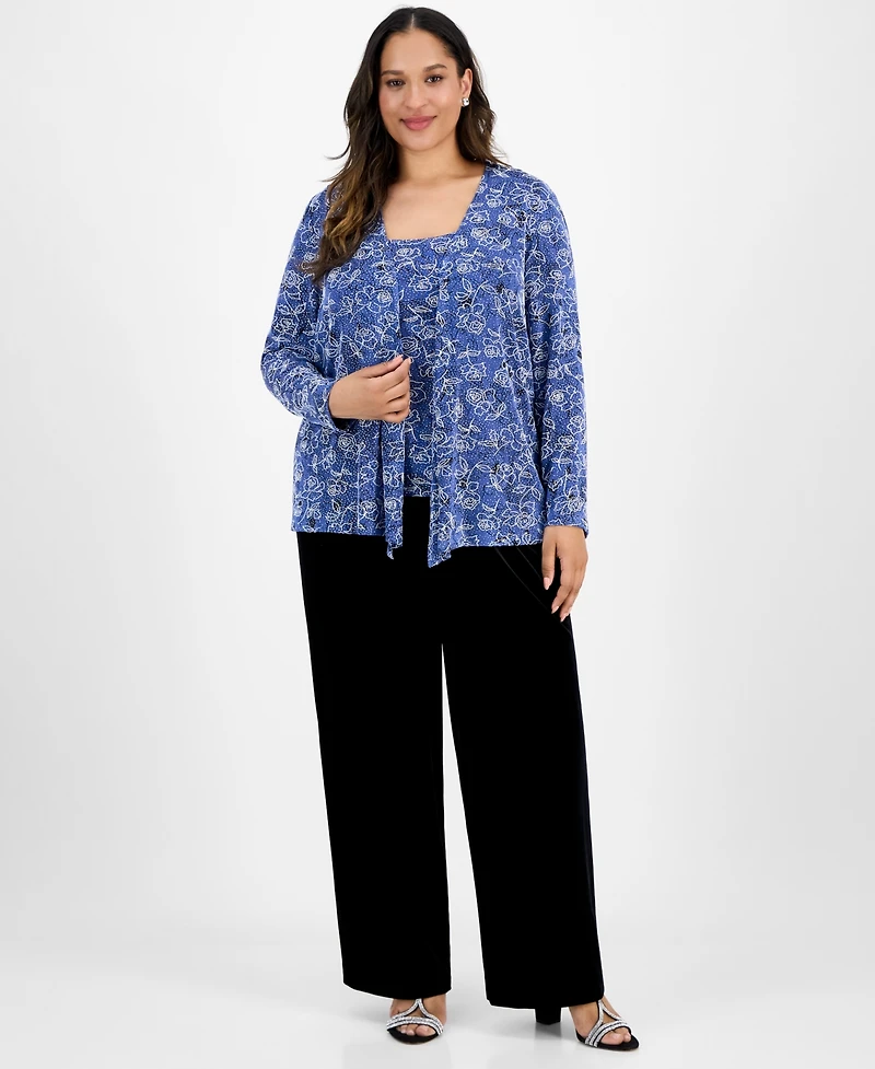 Alex Evenings Plus Printed Tank Top & Jacket Set