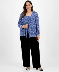 Alex Evenings Plus Printed Tank Top & Jacket Set