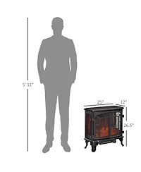 Homcom Freesding Electric Fireplace Heater with Led Log Flames,