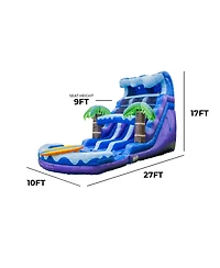 Xjump 17 Surf Beach Tall Inflatable Water Slide with Splash Pool and Dual Lane, Tall Seating Height, Commercial Grade, Outdoor Backyard, Summer Fun, W