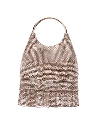 Nina 3-Tiered Crystal Mesh Ruffle Pouch Bag