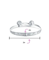 Bling Jewelry Jingle Bells Butterfly Bangle Bracelet Small Wrist 6.5 Inch .925 Sterling Silver Bells Silver Plated Adjustable