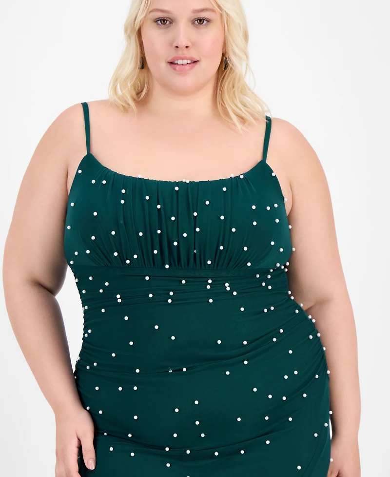 B Darlin Trendy Plus Emma Faux-Pearl Beaded Gown