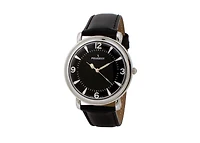 Peugeot Men's 38mm Black Dial Retro Design Calf Skin Leather Strap watch