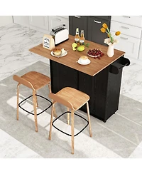 Volenca Rolling Kitchen Island with Trash Can Cabinet and Rubber Universal Wheels