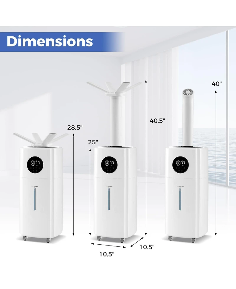 5.5Gal Humidifier for Large Room with 360° Nozzles and Wheels
