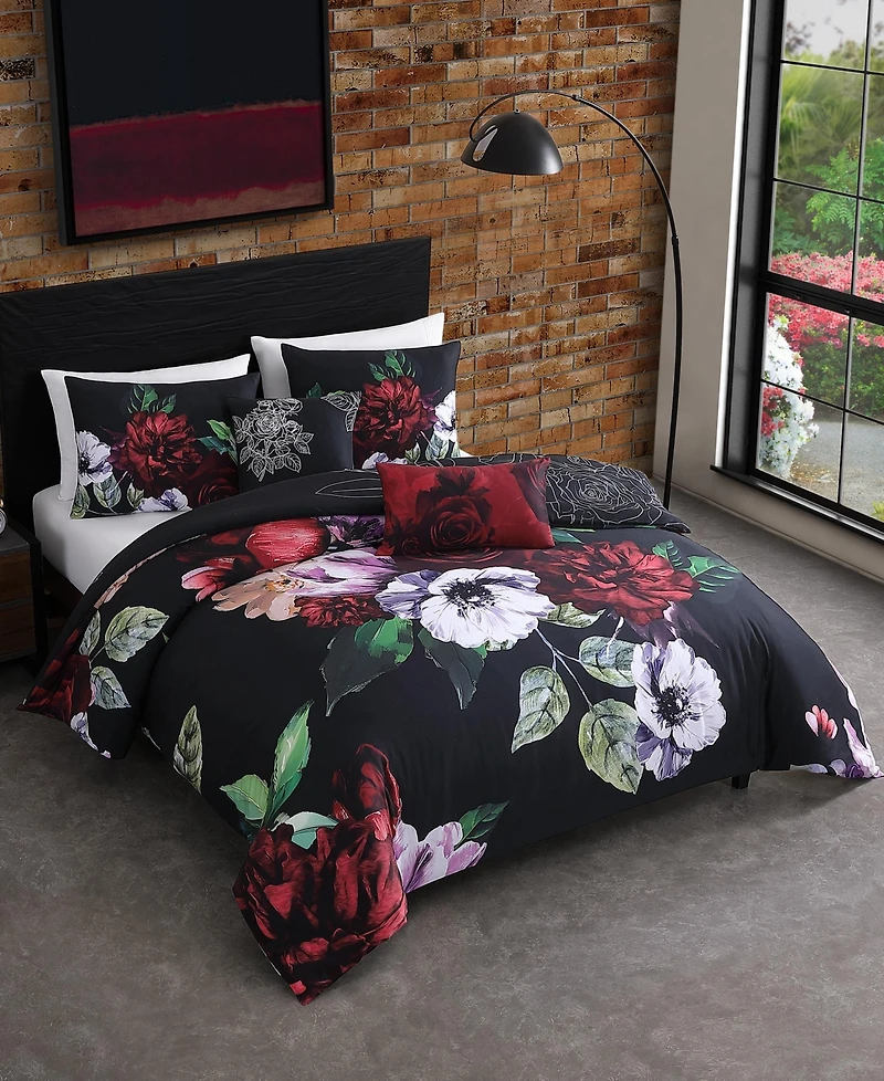 Bebejan Moody Painting Bedding 100% Cotton Sateen 5 Piece Queen Size Reversible Comforter Set