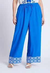 Eloquii Women's Embroidered Hem Pull On Pant