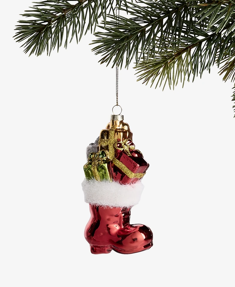 Holiday Lane Christmas Cheer Red Stocking with Gifts Ornament, Macy's Exclusive