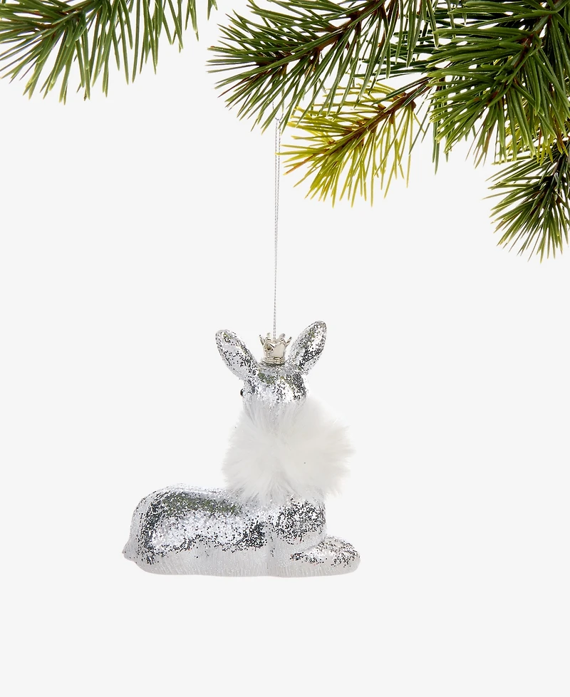 Holiday Lane Christmas Glitters Silver Reindeer Ornament, Macy's Exclusive