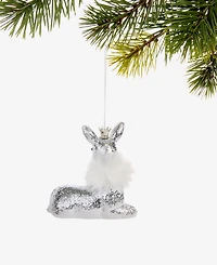 Holiday Lane Christmas Glitters Silver Reindeer Ornament, Macy's Exclusive