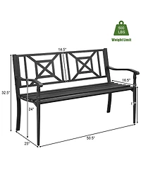 Weather Resistant Patio Bench with Steel Frame for Garden Deck or Balcony